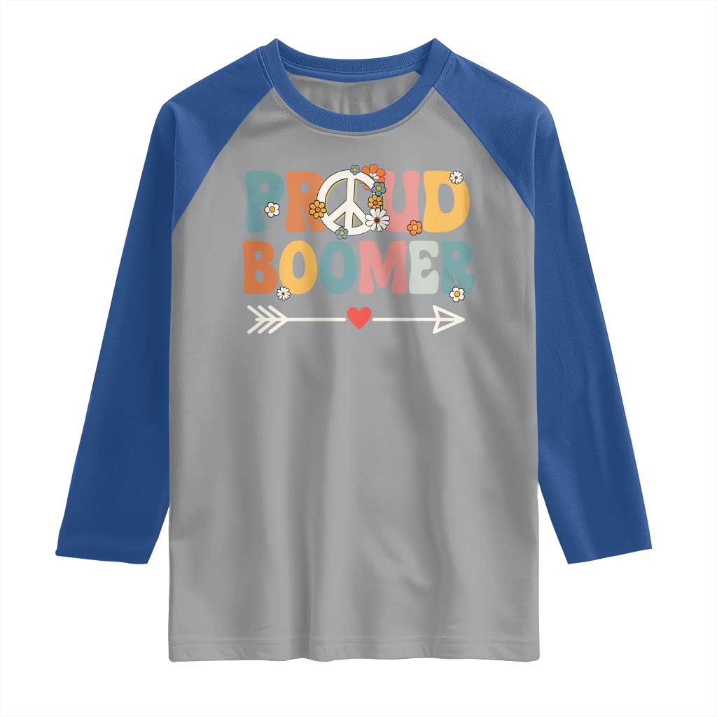 Proud Boomer Raglan Shirt Boomers Generation Peace Sign Hippie 50s 60s - Wonder Print Shop