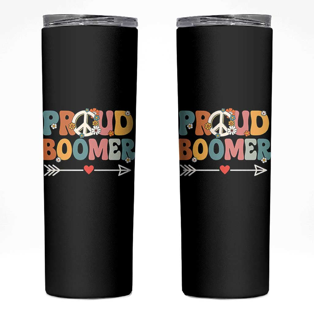 Proud Boomer Skinny Tumbler Boomers Generation Peace Sign Hippie 50s 60s - Wonder Print Shop