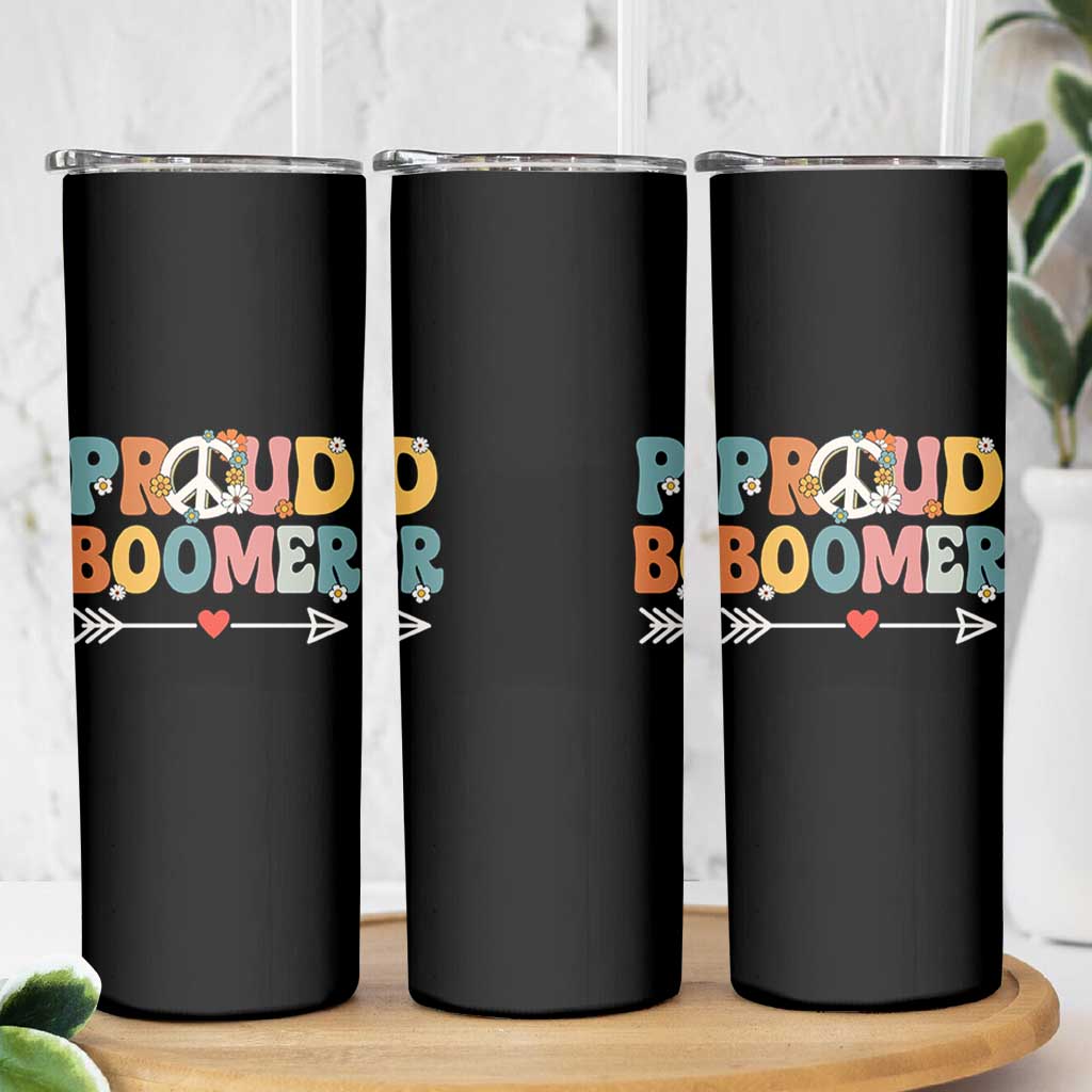 Proud Boomer Skinny Tumbler Boomers Generation Peace Sign Hippie 50s 60s - Wonder Print Shop