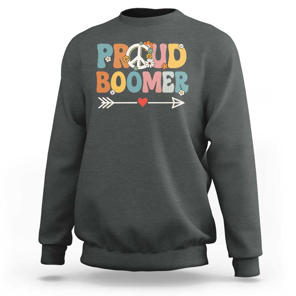 Proud Boomer Sweatshirt Boomers Generation Peace Sign Hippie 50s 60s - Wonder Print Shop