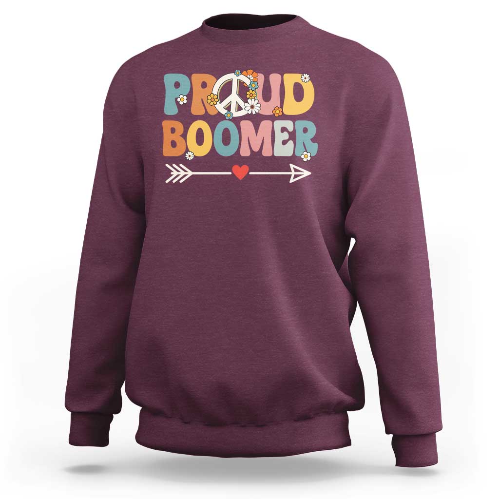 Proud Boomer Sweatshirt Boomers Generation Peace Sign Hippie 50s 60s - Wonder Print Shop