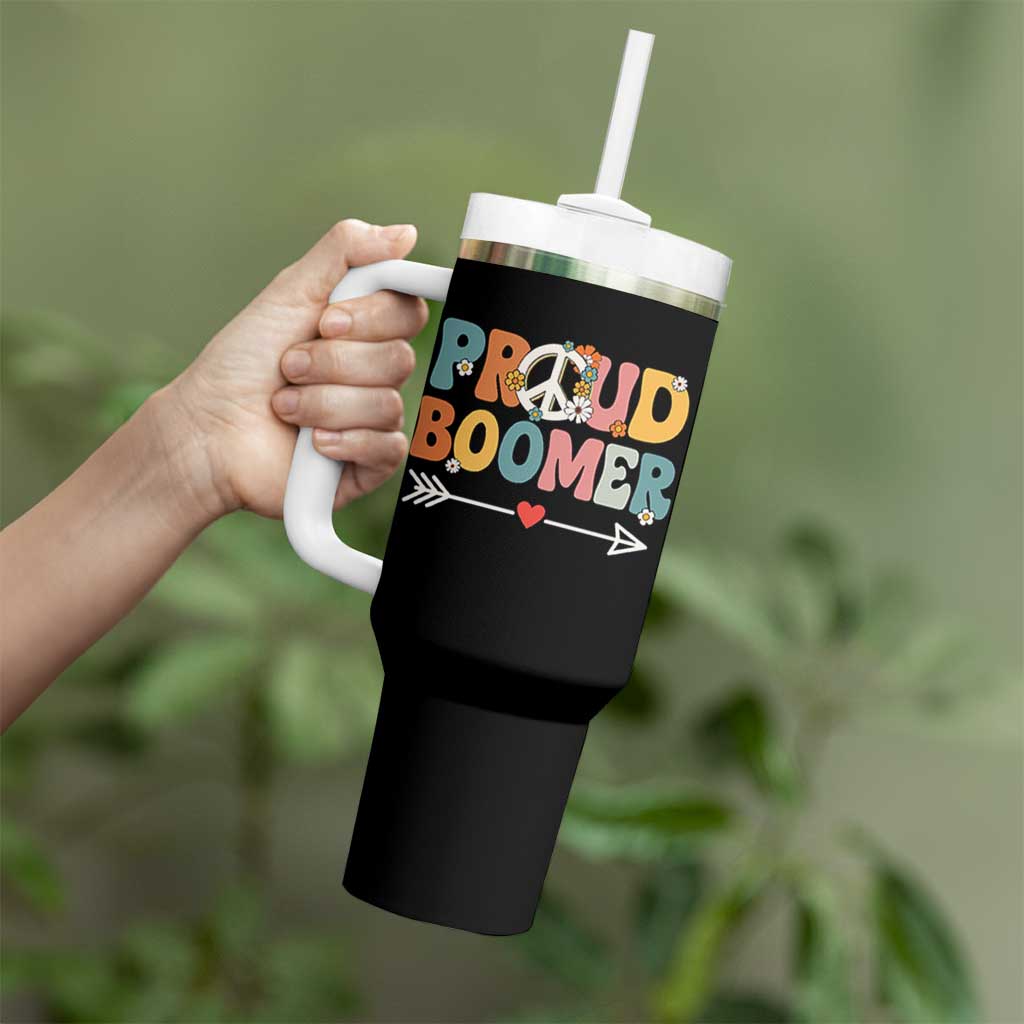 Proud Boomer Tumbler With Handle Boomers Generation Peace Sign Hippie 50s 60s - Wonder Print Shop