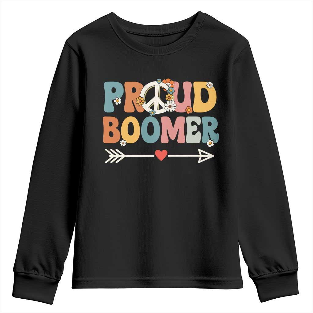 Proud Boomer Youth Sweatshirt Boomers Generation Peace Sign Hippie 50s 60s - Wonder Print Shop