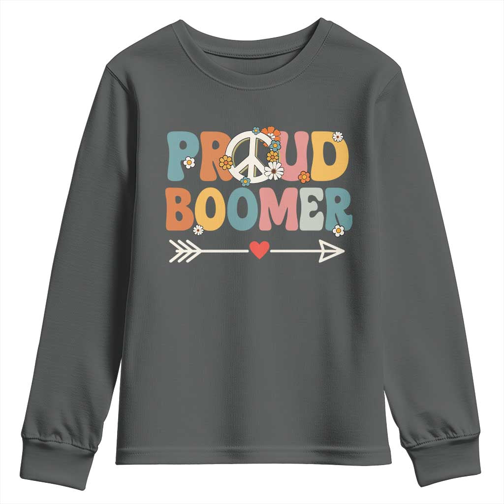 Proud Boomer Youth Sweatshirt Boomers Generation Peace Sign Hippie 50s 60s - Wonder Print Shop
