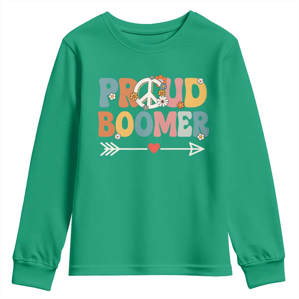 Proud Boomer Youth Sweatshirt Boomers Generation Peace Sign Hippie 50s 60s - Wonder Print Shop