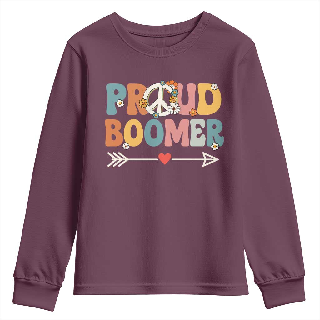 Proud Boomer Youth Sweatshirt Boomers Generation Peace Sign Hippie 50s 60s - Wonder Print Shop