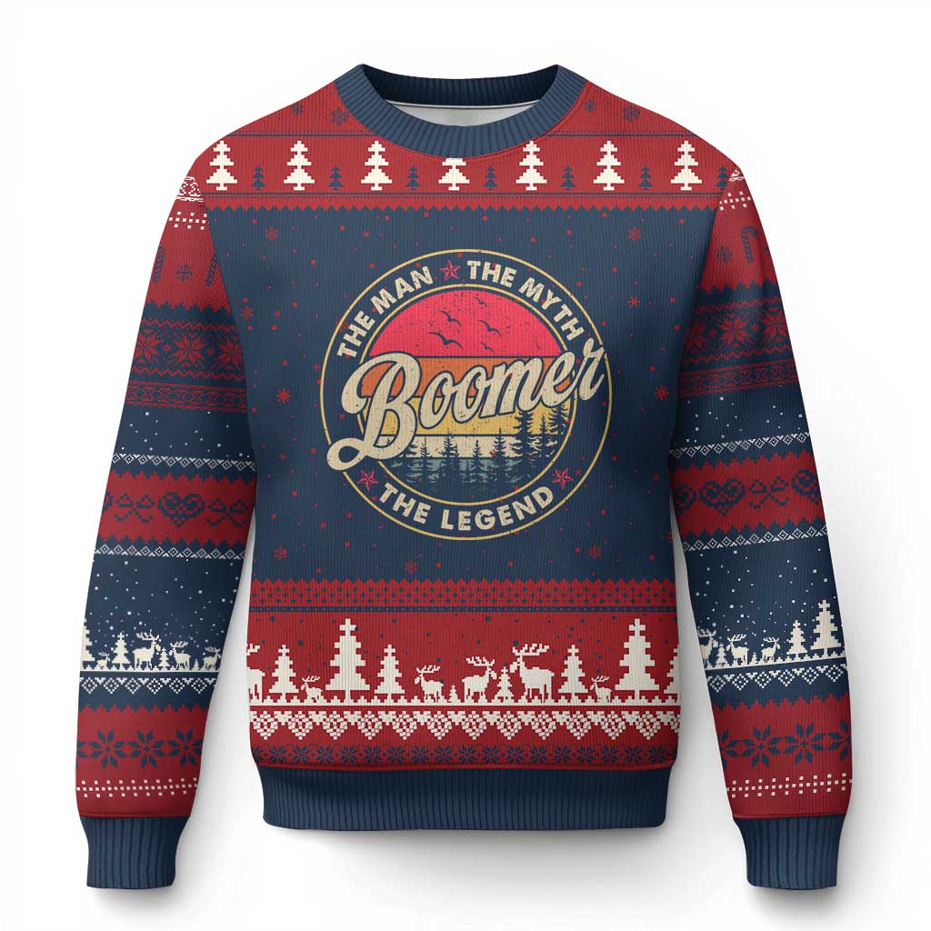 Boomers Generation Ugly Christmas Sweater The Man The Myth The Legend - Wonder Print Shop