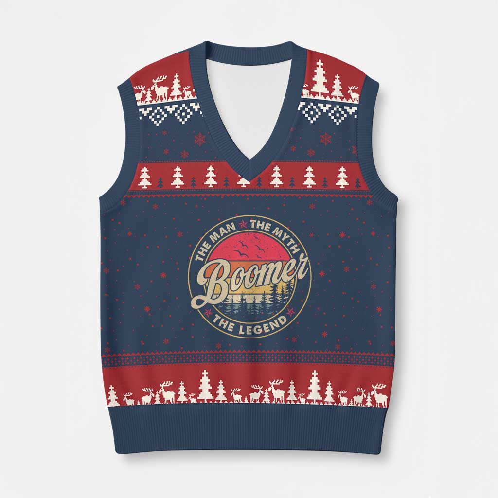 Boomers Generation V-Neck Knit Sweater Vest The Man The Myth The Legend - Wonder Print Shop