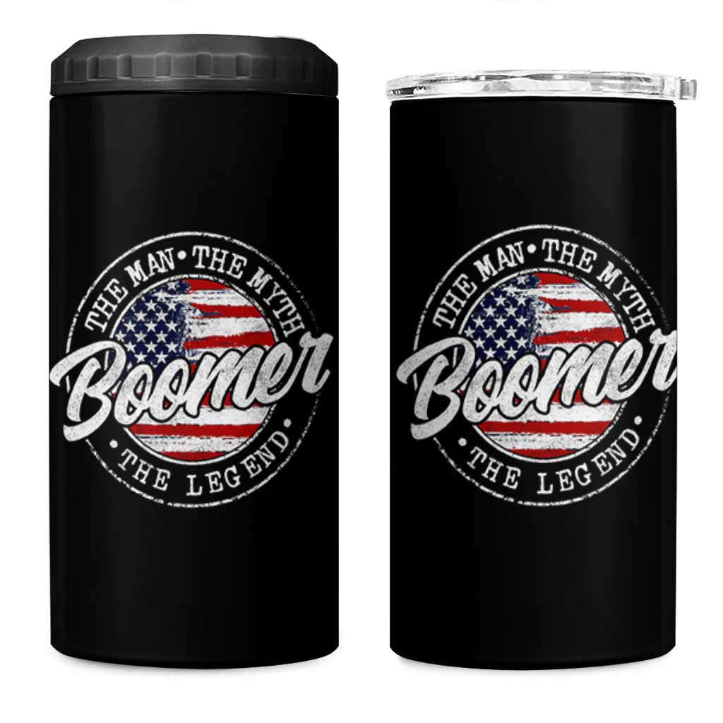 Boomers Generation 4 in 1 Can Cooler Tumbler Vintage The Man The Myth The Legend American Flag - Wonder Print Shop