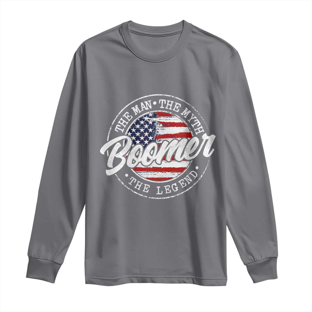 Boomers Generation Long Sleeve Shirt Vintage The Man The Myth The Legend American Flag - Wonder Print Shop
