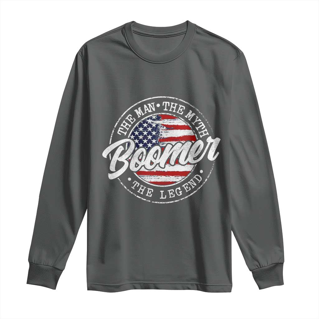 Boomers Generation Long Sleeve Shirt Vintage The Man The Myth The Legend American Flag - Wonder Print Shop