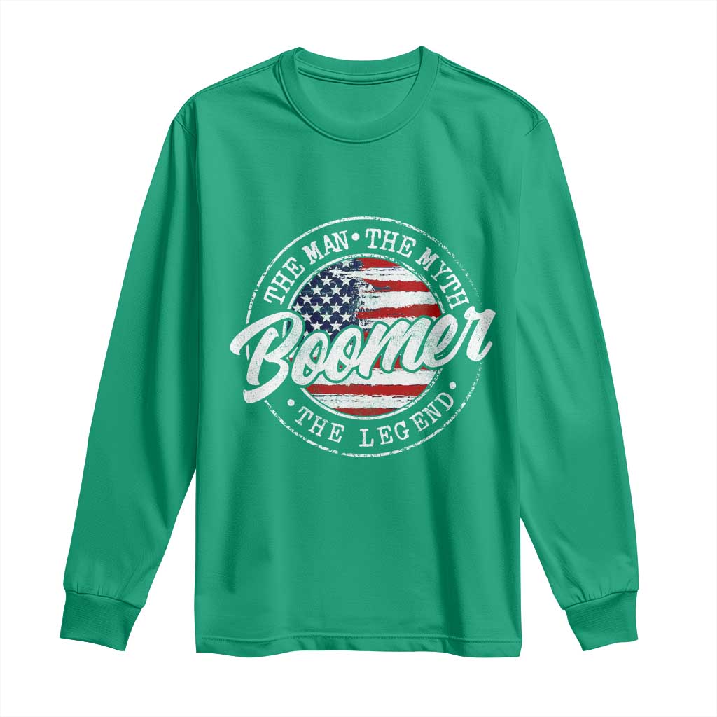 Boomers Generation Long Sleeve Shirt Vintage The Man The Myth The Legend American Flag - Wonder Print Shop