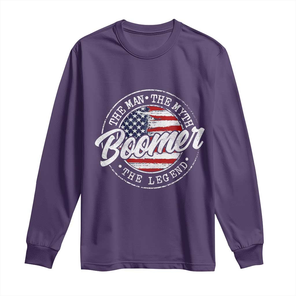 Boomers Generation Long Sleeve Shirt Vintage The Man The Myth The Legend American Flag - Wonder Print Shop