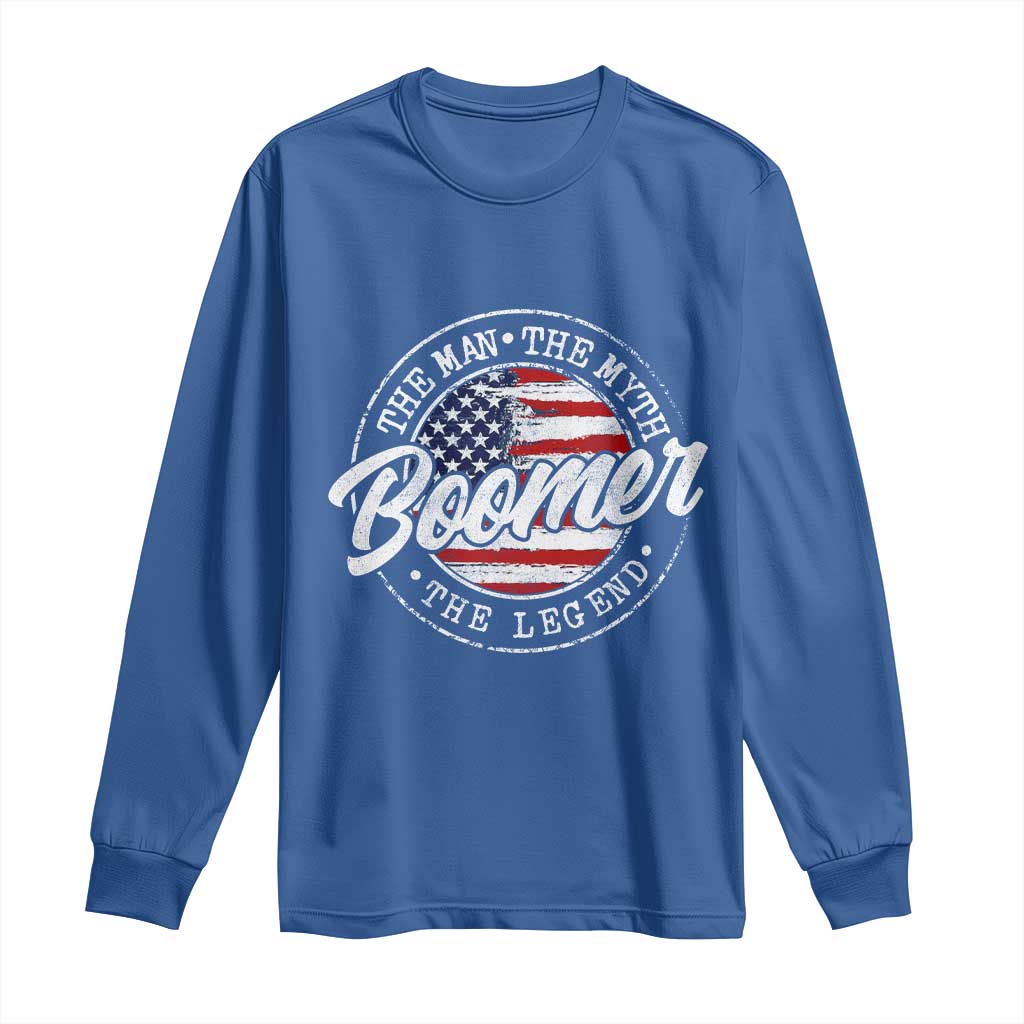 Boomers Generation Long Sleeve Shirt Vintage The Man The Myth The Legend American Flag - Wonder Print Shop