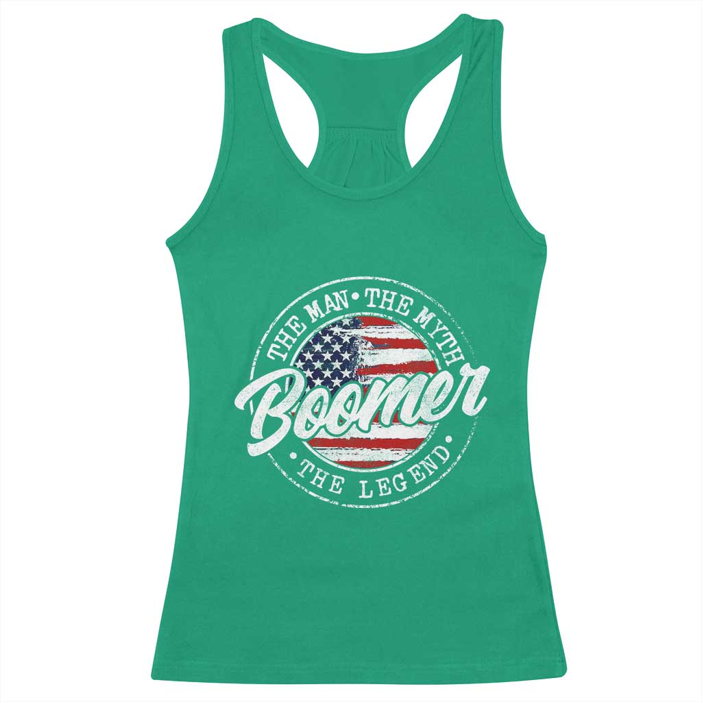 Boomers Generation Racerback Tank Top Vintage The Man The Myth The Legend American Flag - Wonder Print Shop