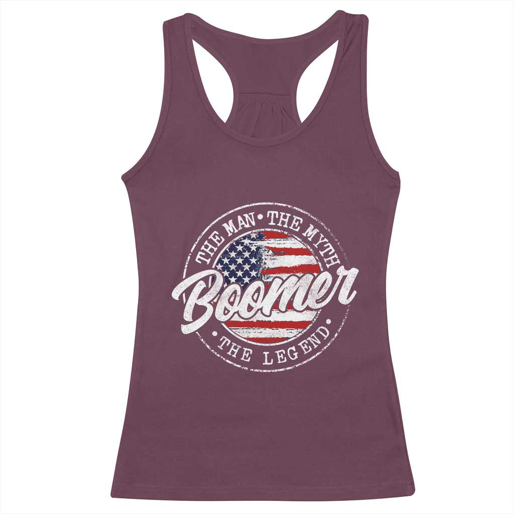 Boomers Generation Racerback Tank Top Vintage The Man The Myth The Legend American Flag - Wonder Print Shop