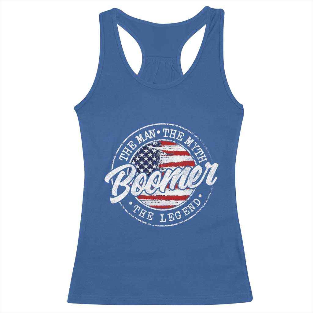 Boomers Generation Racerback Tank Top Vintage The Man The Myth The Legend American Flag - Wonder Print Shop