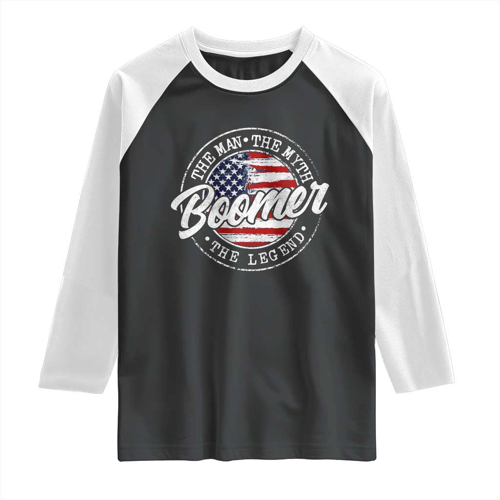 Boomers Generation Raglan Shirt Vintage The Man The Myth The Legend American Flag - Wonder Print Shop