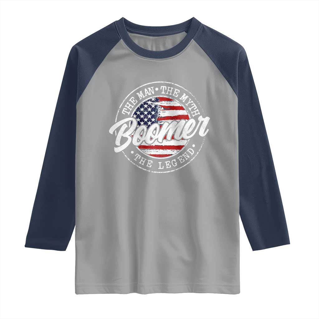 Boomers Generation Raglan Shirt Vintage The Man The Myth The Legend American Flag - Wonder Print Shop