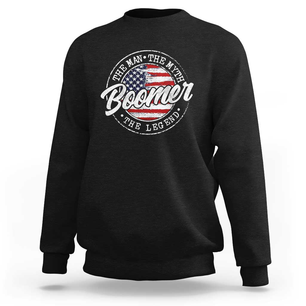 Boomers Generation Sweatshirt Vintage The Man The Myth The Legend American Flag - Wonder Print Shop