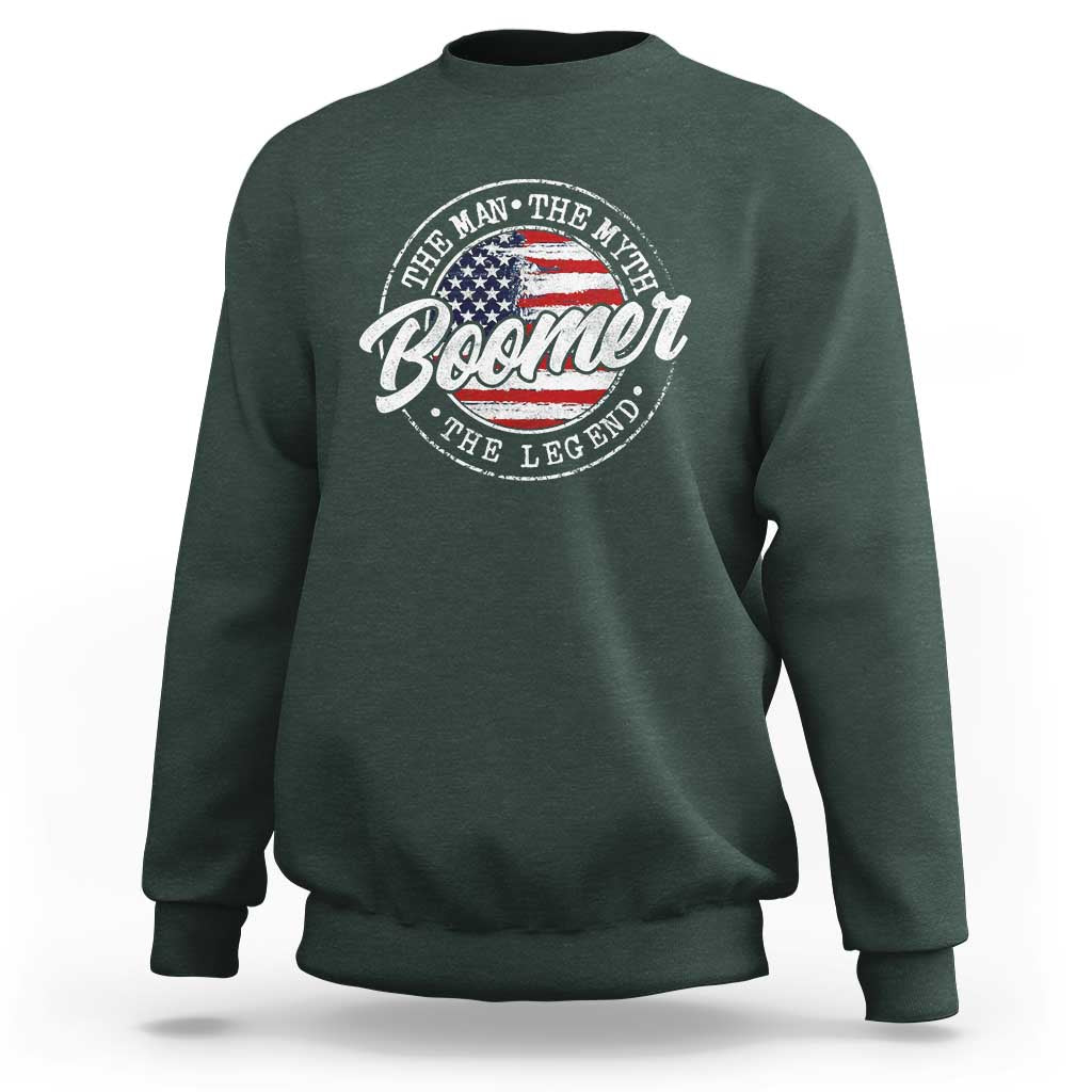 Boomers Generation Sweatshirt Vintage The Man The Myth The Legend American Flag - Wonder Print Shop