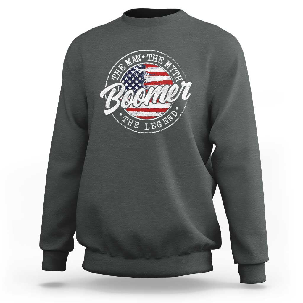 Boomers Generation Sweatshirt Vintage The Man The Myth The Legend American Flag - Wonder Print Shop