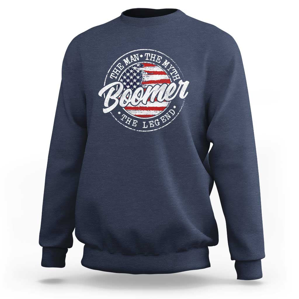 Boomers Generation Sweatshirt Vintage The Man The Myth The Legend American Flag - Wonder Print Shop