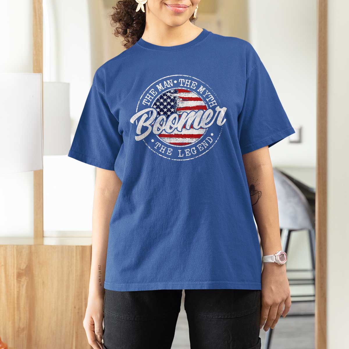 Boomers Generation T Shirt For Women Vintage The Man The Myth The Legend American Flag - Wonder Print Shop