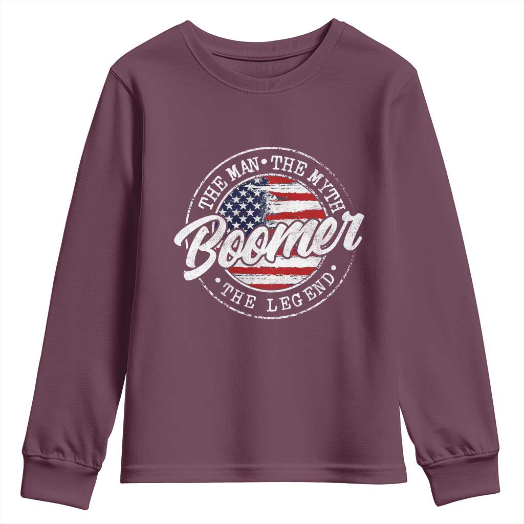 Boomers Generation Youth Sweatshirt Vintage The Man The Myth The Legend American Flag - Wonder Print Shop