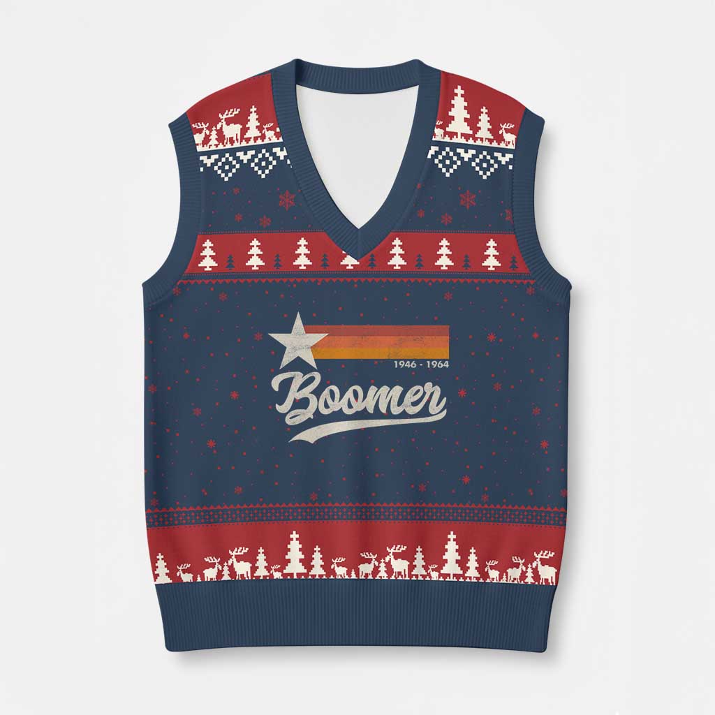 Boomers Generation V-Neck Knit Sweater Vest Vintage Retro Gift - Wonder Print Shop
