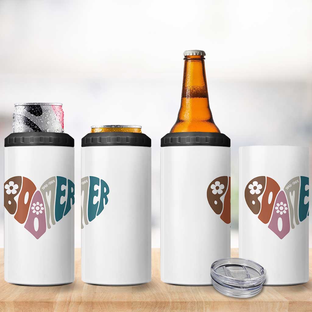 Boomers Generation 4 in 1 Can Cooler Tumbler Vintage 40s 50s 60s Hippe Peace Love Hippy - Wonder Print Shop