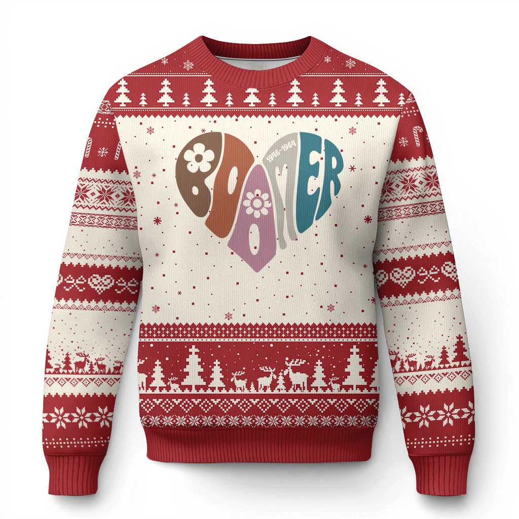 Boomers Generation Ugly Christmas Sweater Vintage 40s 50s 60s Hippe Peace Love Hippy - Wonder Print Shop