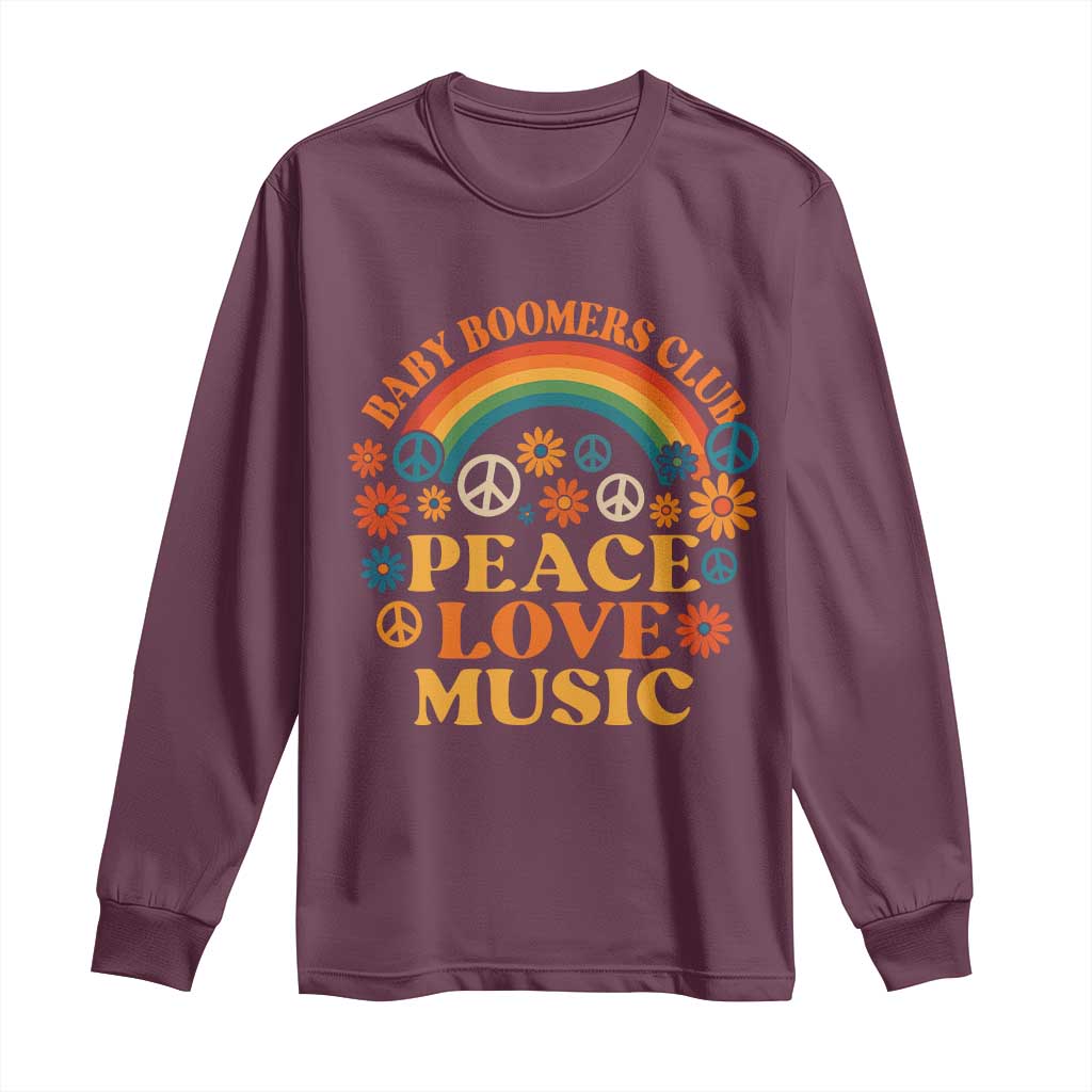 Baby Boomers Generation Long Sleeve Shirt Peace Love Music 60s Hippe - Wonder Print Shop