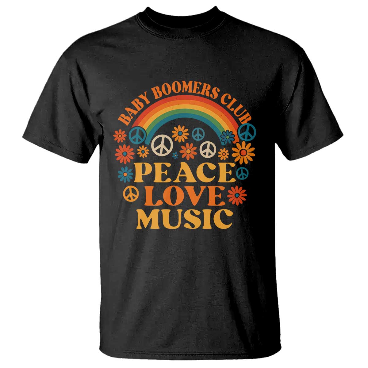 Baby Boomers Generation T Shirt Peace Love Music 60s Hippe - Wonder Print Shop