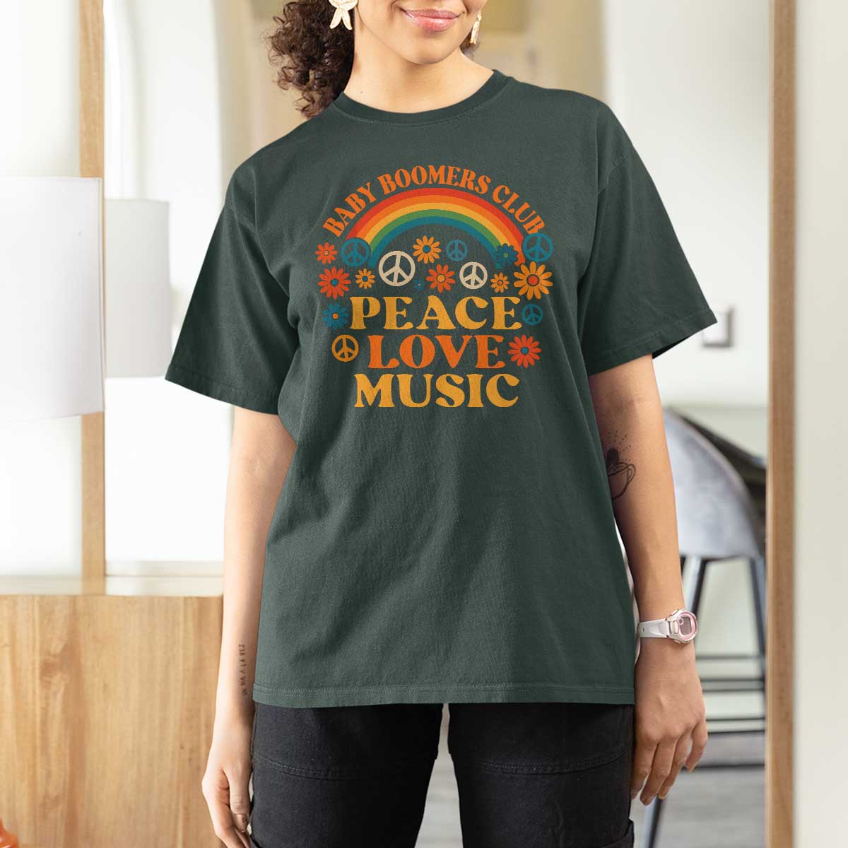 Baby Boomers Generation T Shirt For Women Peace Love Music 60s Hippe - Wonder Print Shop