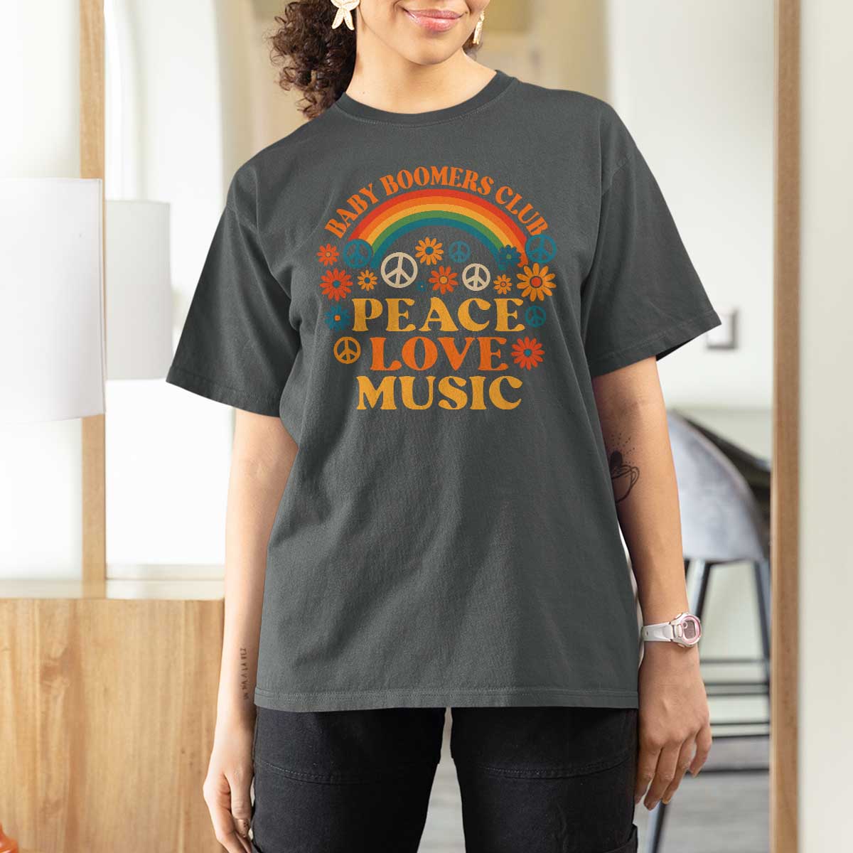 Baby Boomers Generation T Shirt For Women Peace Love Music 60s Hippe - Wonder Print Shop