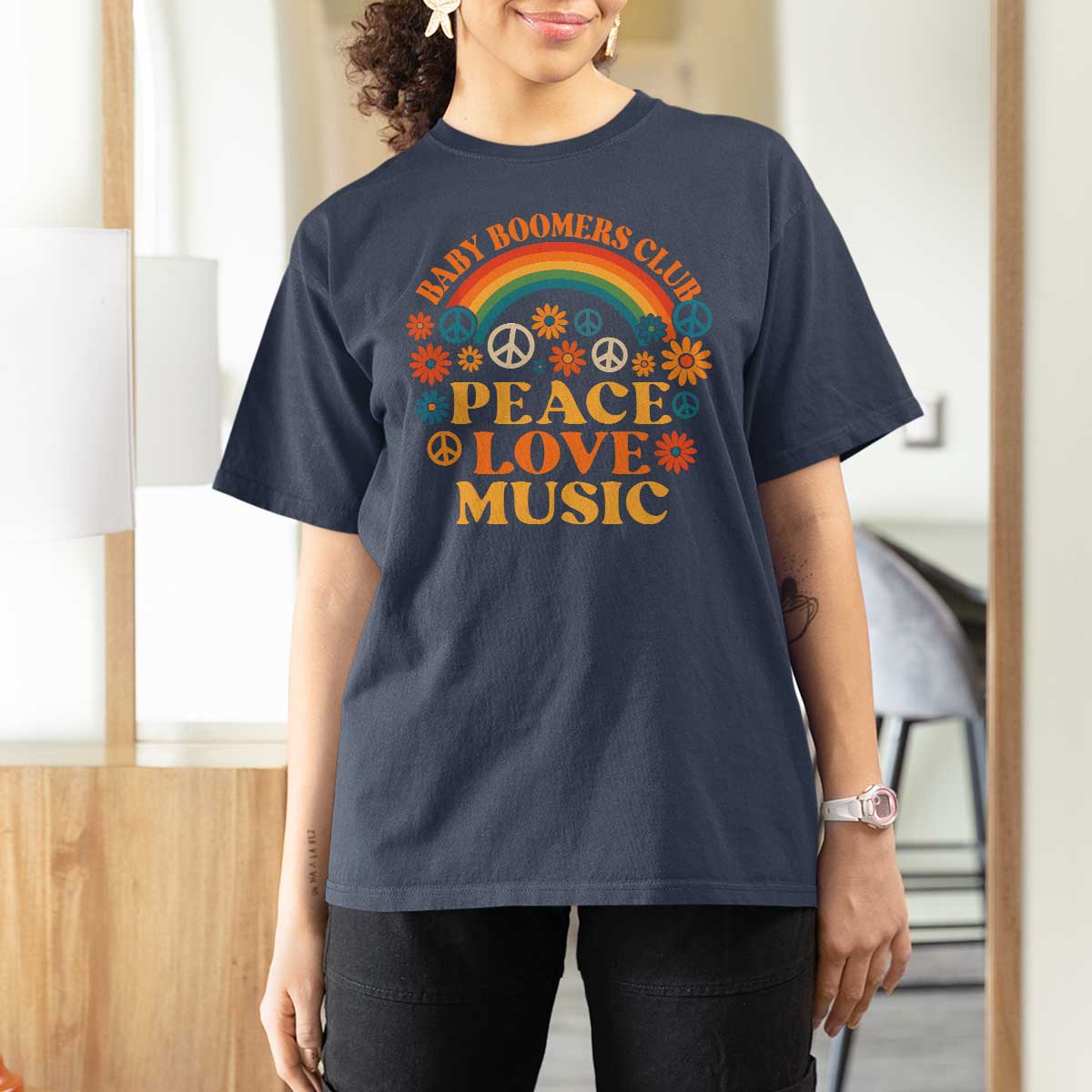 Baby Boomers Generation T Shirt For Women Peace Love Music 60s Hippe - Wonder Print Shop