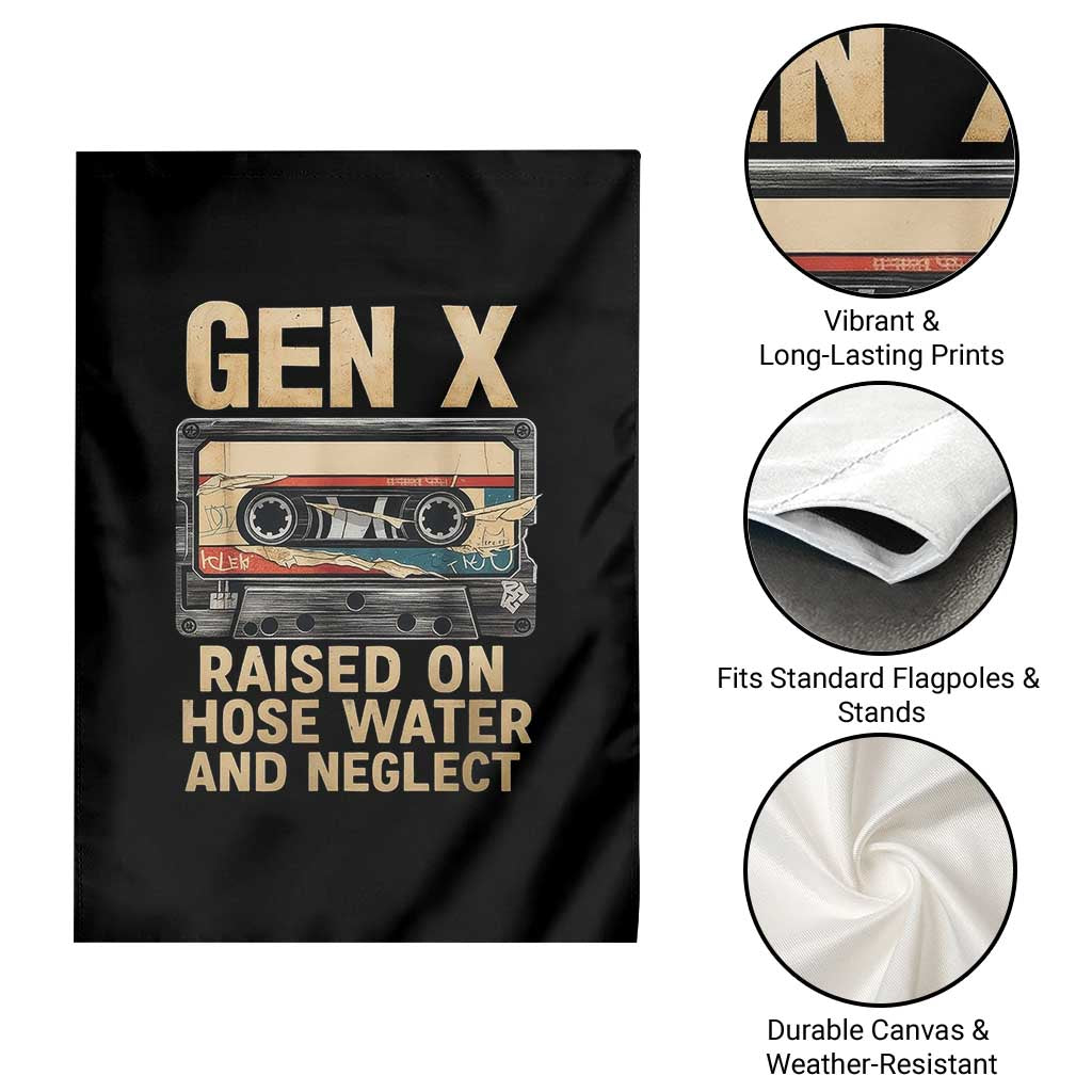 Gen X Garden Flag Vintage Cassette Tape Raised On Hose Water And Neglect Nostalgia - Wonder Print Shop