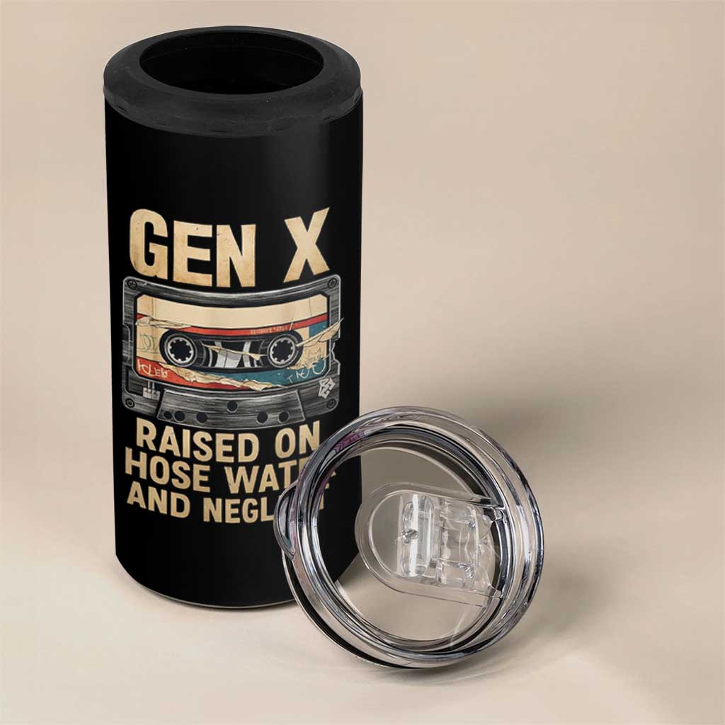 Gen X 4 in 1 Can Cooler Tumbler Vintage Cassette Tape Raised On Hose Water And Neglect Nostalgia - Wonder Print Shop