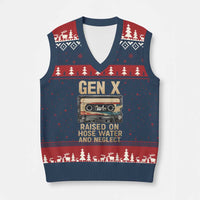 Gen X V-Neck Knit Sweater Vest Vintage Cassette Tape Raised On Hose Water And Neglect Nostalgia - Wonder Print Shop