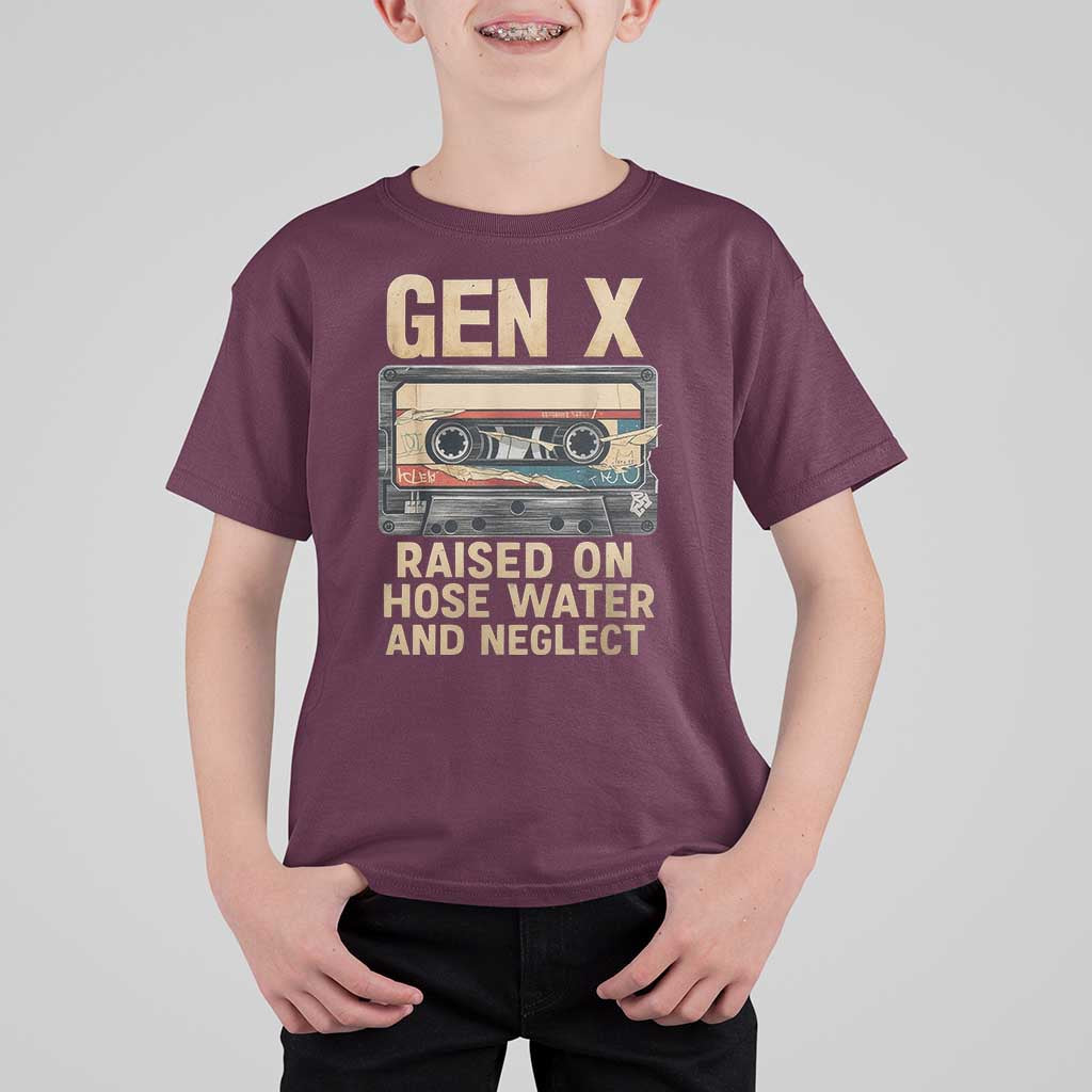 Gen X T Shirt For Kid Vintage Cassette Tape Raised On Hose Water And Neglect Nostalgia - Wonder Print Shop