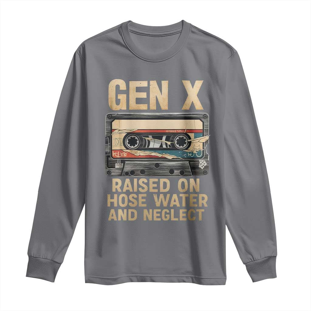Gen X Long Sleeve Shirt Vintage Cassette Tape Raised On Hose Water And Neglect Nostalgia - Wonder Print Shop