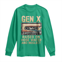 Gen X Long Sleeve Shirt Vintage Cassette Tape Raised On Hose Water And Neglect Nostalgia - Wonder Print Shop