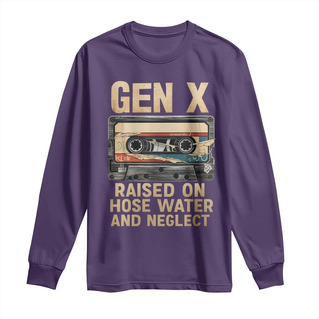 Gen X Long Sleeve Shirt Vintage Cassette Tape Raised On Hose Water And Neglect Nostalgia - Wonder Print Shop