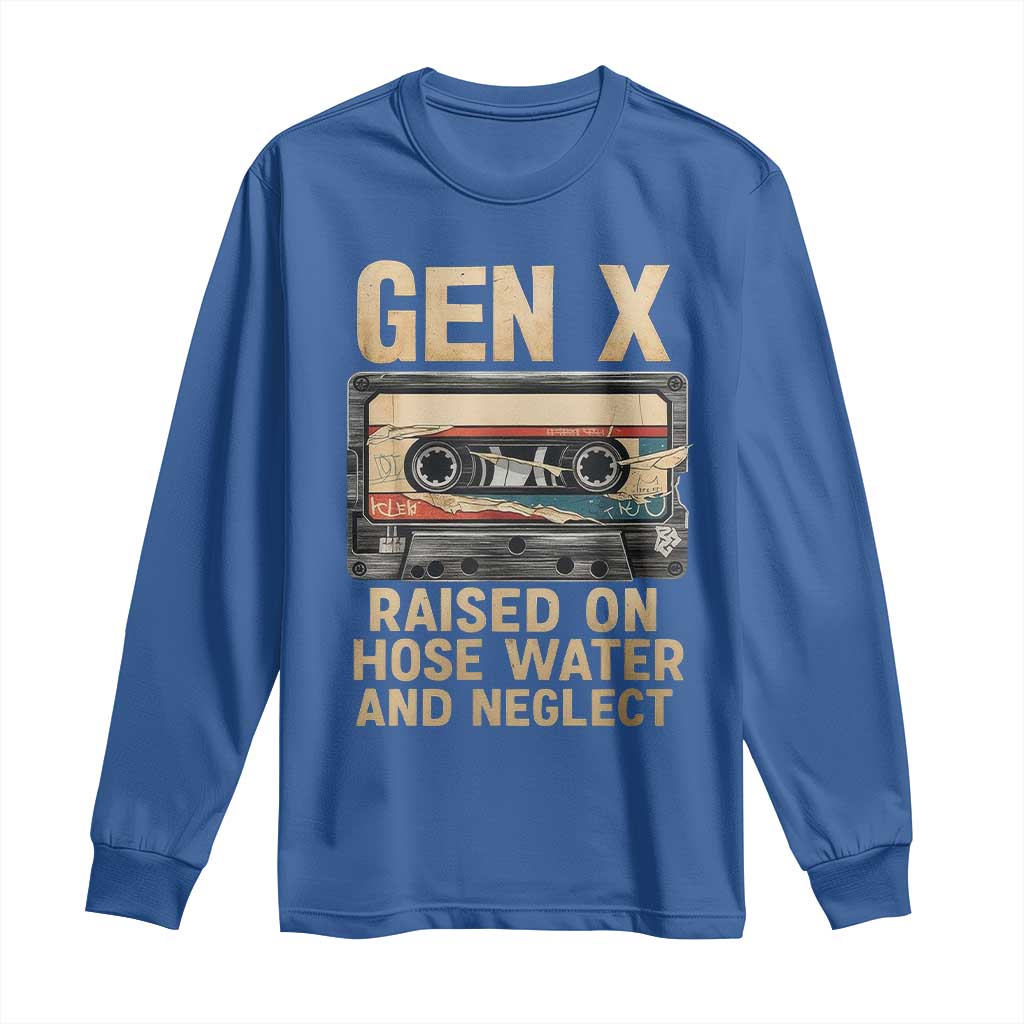Gen X Long Sleeve Shirt Vintage Cassette Tape Raised On Hose Water And Neglect Nostalgia - Wonder Print Shop