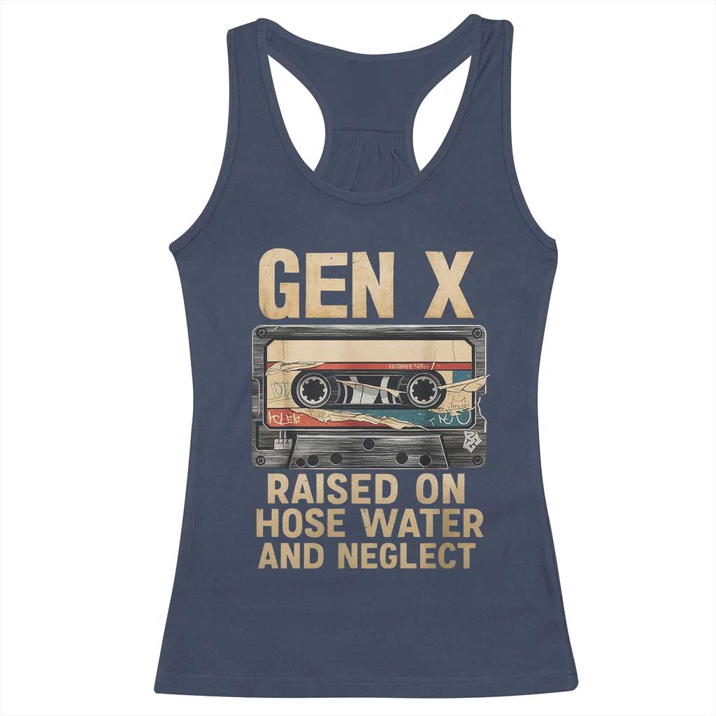 Gen X Racerback Tank Top Vintage Cassette Tape Raised On Hose Water And Neglect Nostalgia - Wonder Print Shop