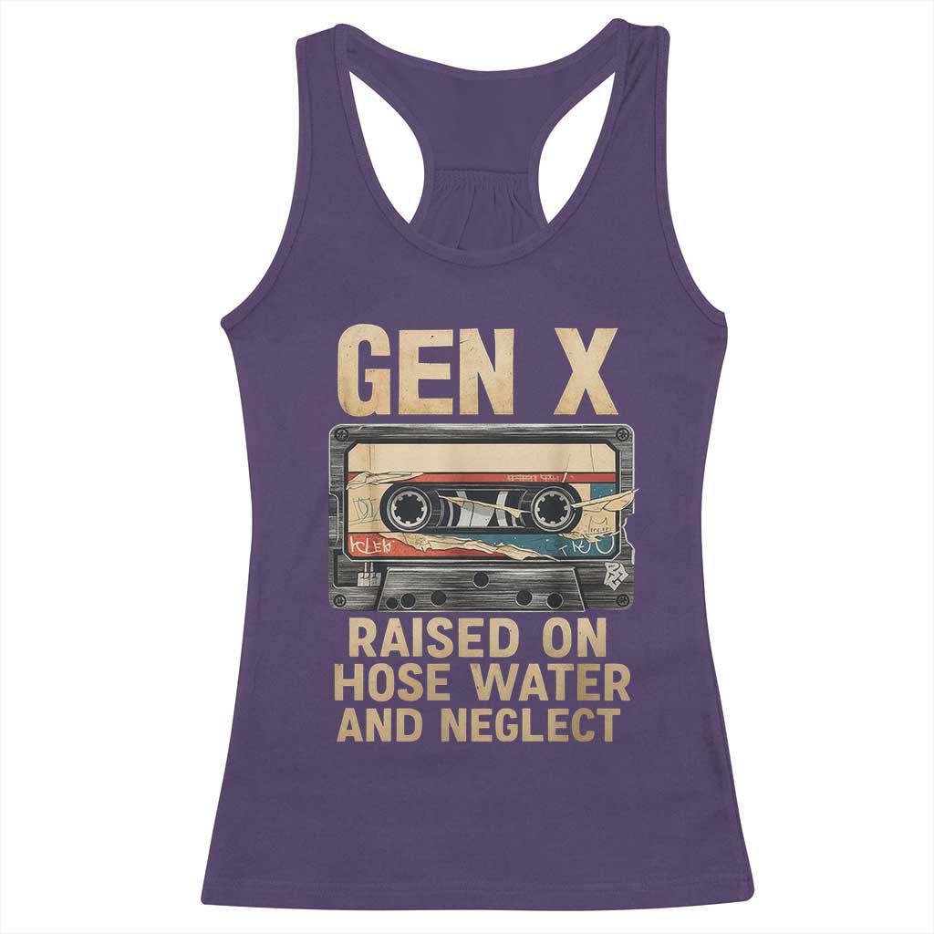 Gen X Racerback Tank Top Vintage Cassette Tape Raised On Hose Water And Neglect Nostalgia - Wonder Print Shop
