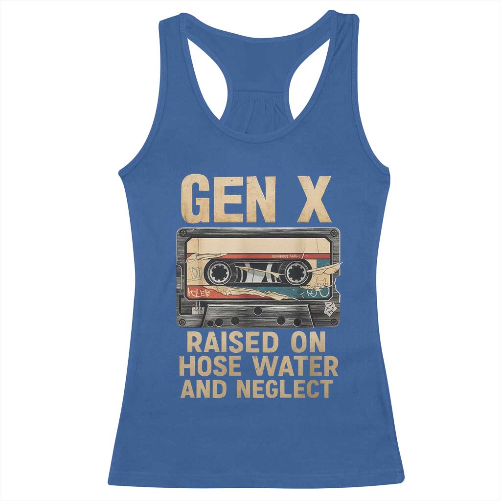 Gen X Racerback Tank Top Vintage Cassette Tape Raised On Hose Water And Neglect Nostalgia - Wonder Print Shop