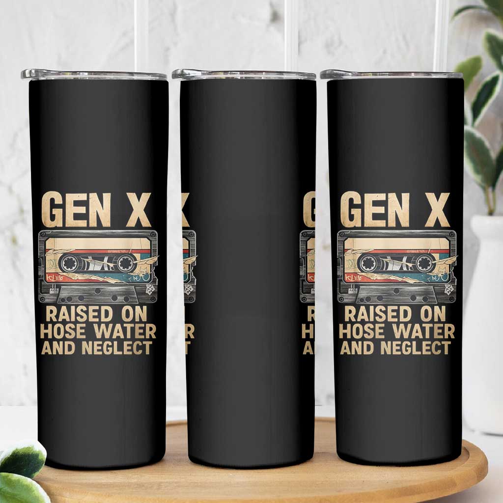 Gen X Skinny Tumbler Vintage Cassette Tape Raised On Hose Water And Neglect Nostalgia - Wonder Print Shop