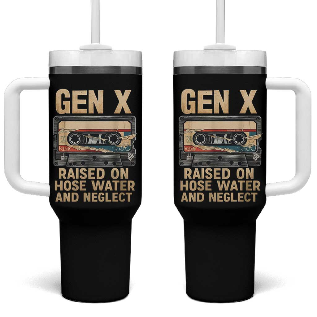 Gen X Tumbler With Handle Vintage Cassette Tape Raised On Hose Water And Neglect Nostalgia - Wonder Print Shop